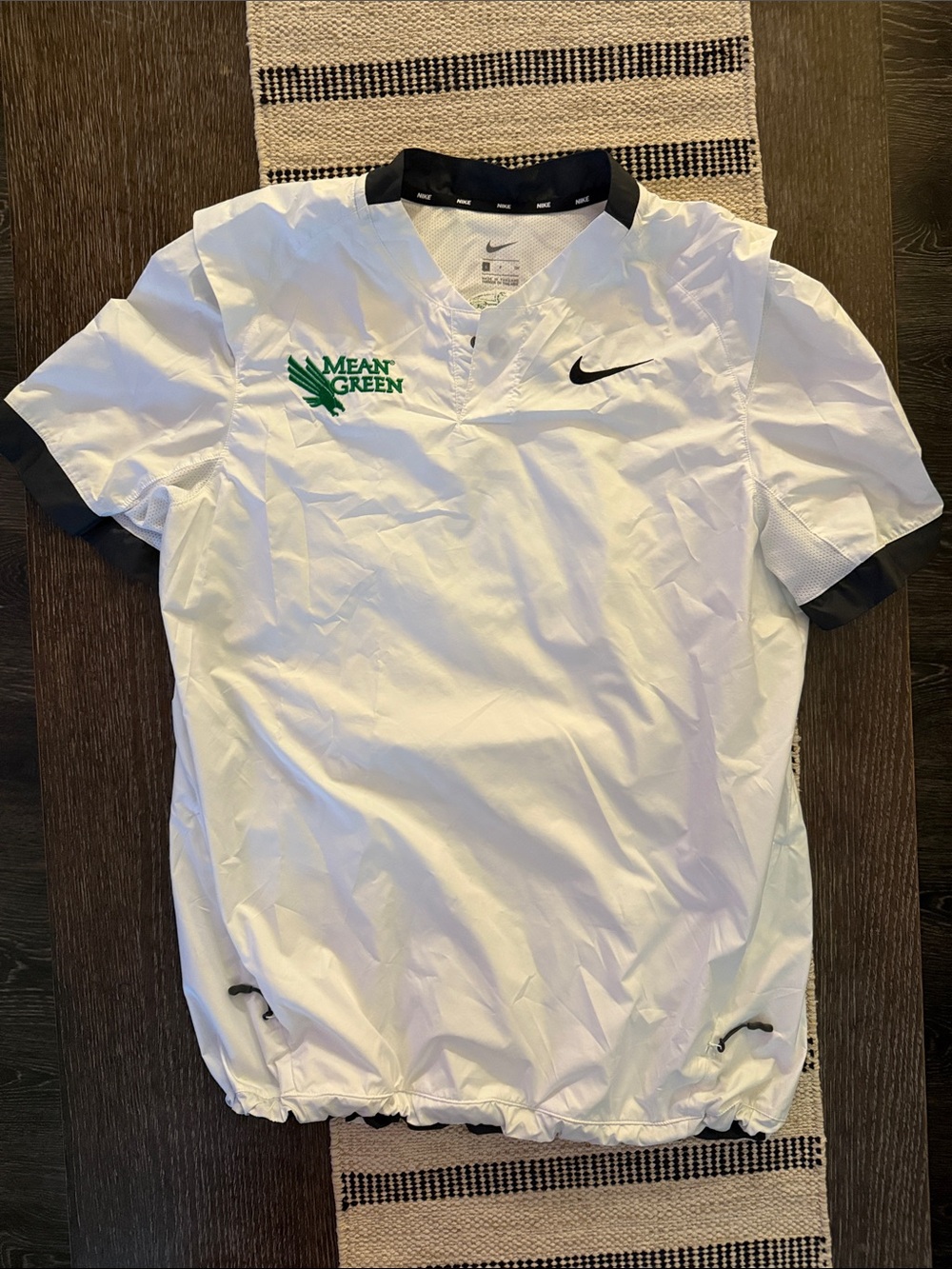 Nike White Short-Sleeve Pullover with Green Mean Green Logo